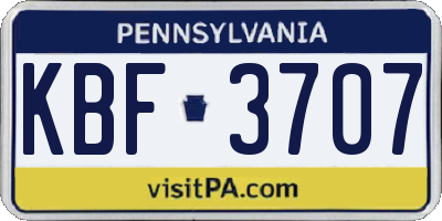 PA license plate KBF3707