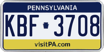 PA license plate KBF3708