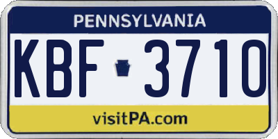 PA license plate KBF3710