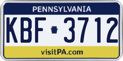 PA license plate KBF3712