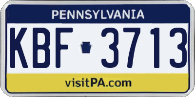 PA license plate KBF3713