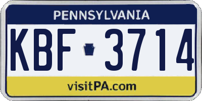 PA license plate KBF3714