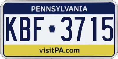 PA license plate KBF3715