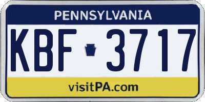 PA license plate KBF3717