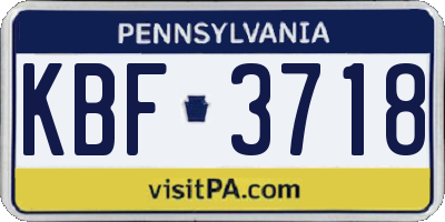 PA license plate KBF3718