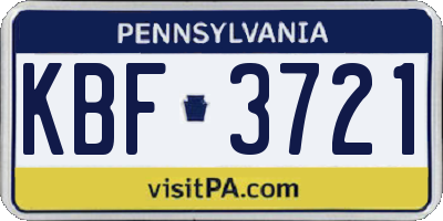 PA license plate KBF3721