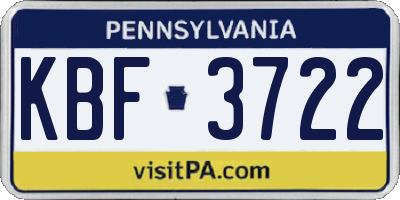 PA license plate KBF3722