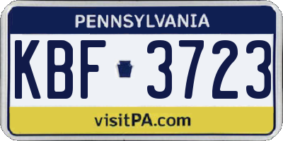 PA license plate KBF3723