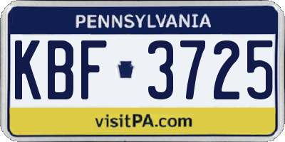 PA license plate KBF3725