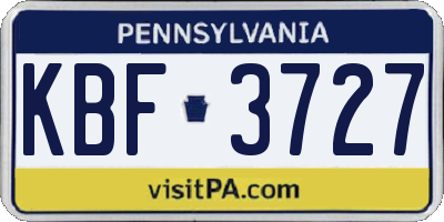 PA license plate KBF3727
