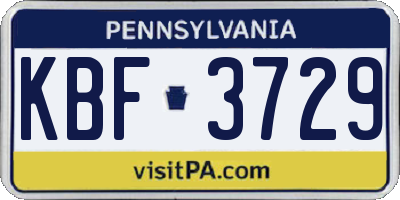 PA license plate KBF3729