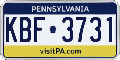 PA license plate KBF3731
