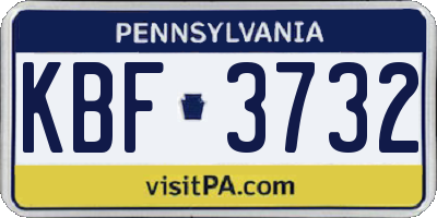 PA license plate KBF3732