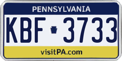 PA license plate KBF3733