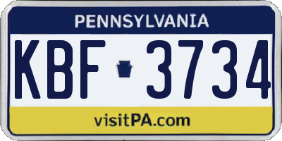 PA license plate KBF3734