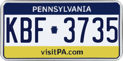 PA license plate KBF3735