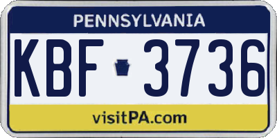 PA license plate KBF3736