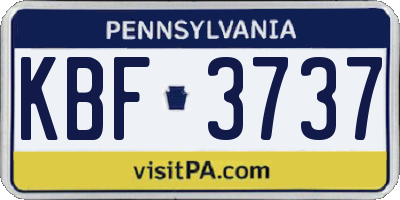 PA license plate KBF3737