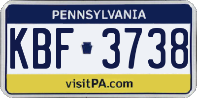 PA license plate KBF3738