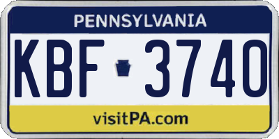 PA license plate KBF3740
