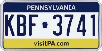 PA license plate KBF3741