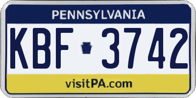 PA license plate KBF3742