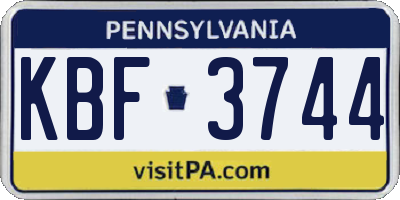 PA license plate KBF3744