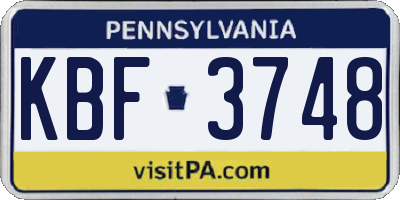 PA license plate KBF3748