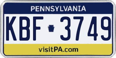PA license plate KBF3749
