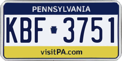PA license plate KBF3751