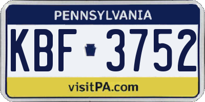 PA license plate KBF3752