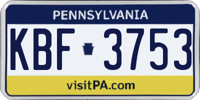 PA license plate KBF3753