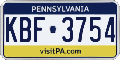PA license plate KBF3754