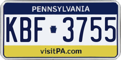 PA license plate KBF3755