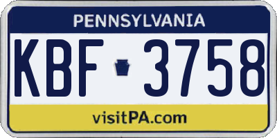 PA license plate KBF3758