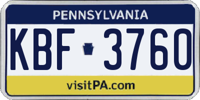 PA license plate KBF3760