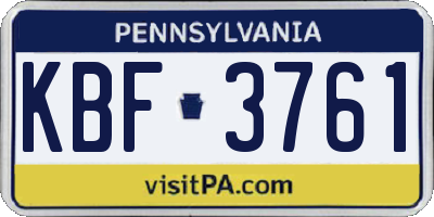 PA license plate KBF3761