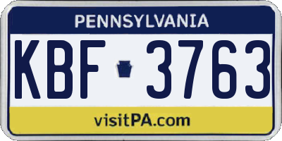 PA license plate KBF3763
