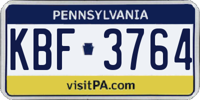 PA license plate KBF3764