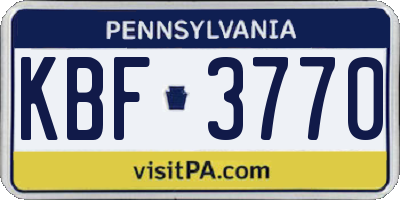 PA license plate KBF3770