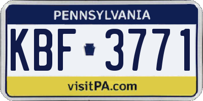 PA license plate KBF3771