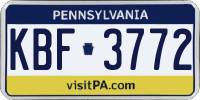 PA license plate KBF3772