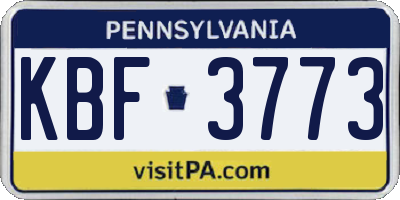 PA license plate KBF3773