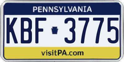 PA license plate KBF3775
