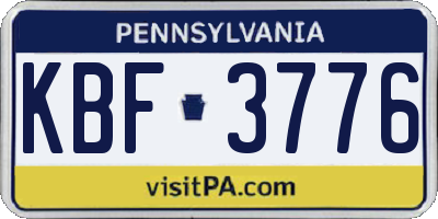 PA license plate KBF3776
