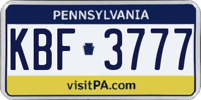 PA license plate KBF3777