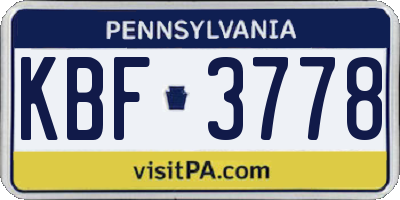PA license plate KBF3778