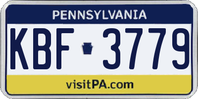 PA license plate KBF3779