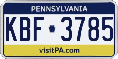PA license plate KBF3785