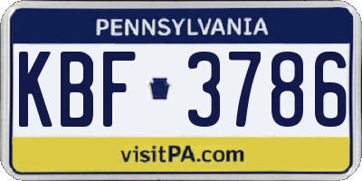 PA license plate KBF3786